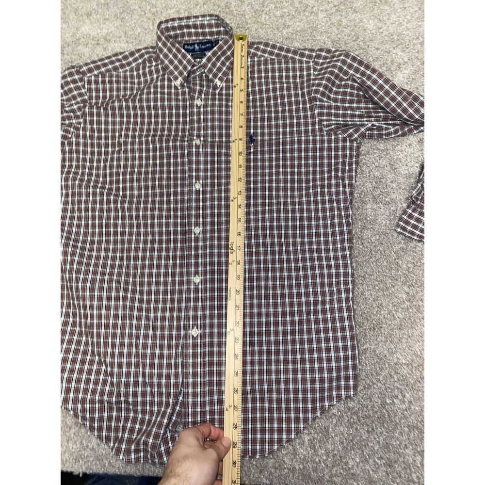 Polo Ralph Lauren Shirt Men Large Red Check Plaid Long Sleeve Blue Pony Logo - Picture 6 of 7
